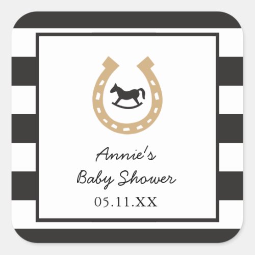 Derby Horseshoe Baby Shower Personalized Stickers