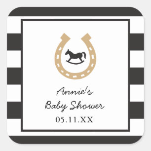 Derby Horseshoe Baby Shower Personalized Stickers