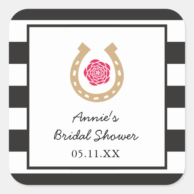 Derby Horseshoe Bridal Shower Personalized Sticker (Front)