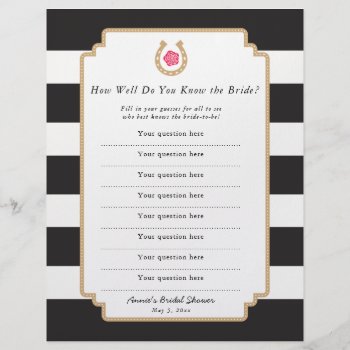 Derby How Well Do You Know Bride Quiz Game Flyer by DearHenryDesign at Zazzle