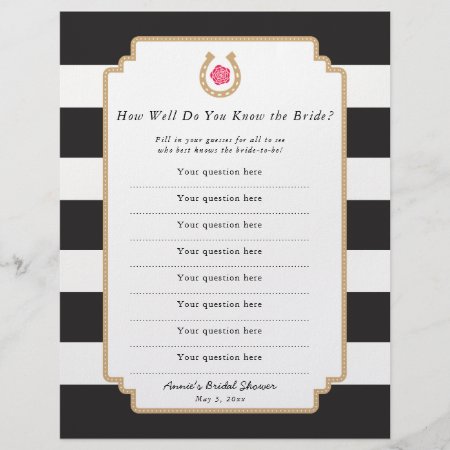 Derby How Well Do You Know Bride Quiz Game Flyer