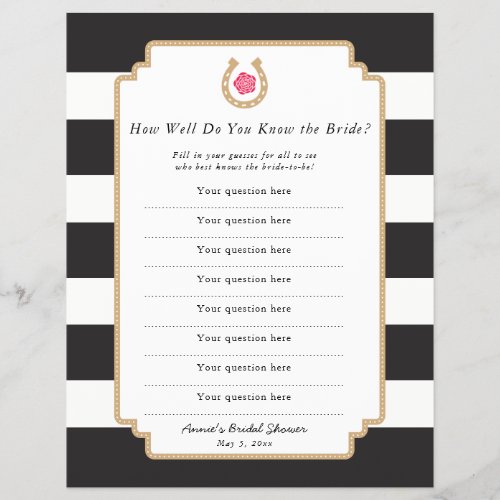 Derby How Well Do you Know Bride Quiz Game Flyer