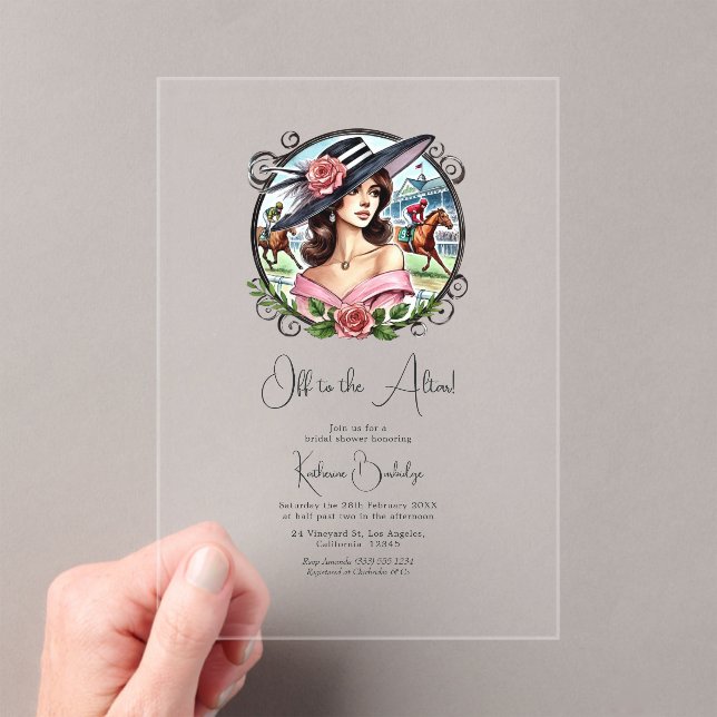 Derby-Inspired "Off to the Altar" Bridal Shower Acrylic Invitations (Insitu (Handheld))