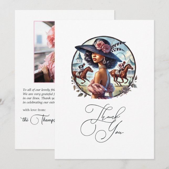 Derby-Inspired "Off to the Altar" Bridal Shower Thank You Card (Front/Back)