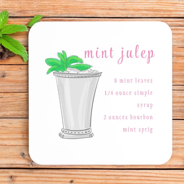 Derby Mint Julep Bar Recipe Beverage Coaster (Creator Uploaded)