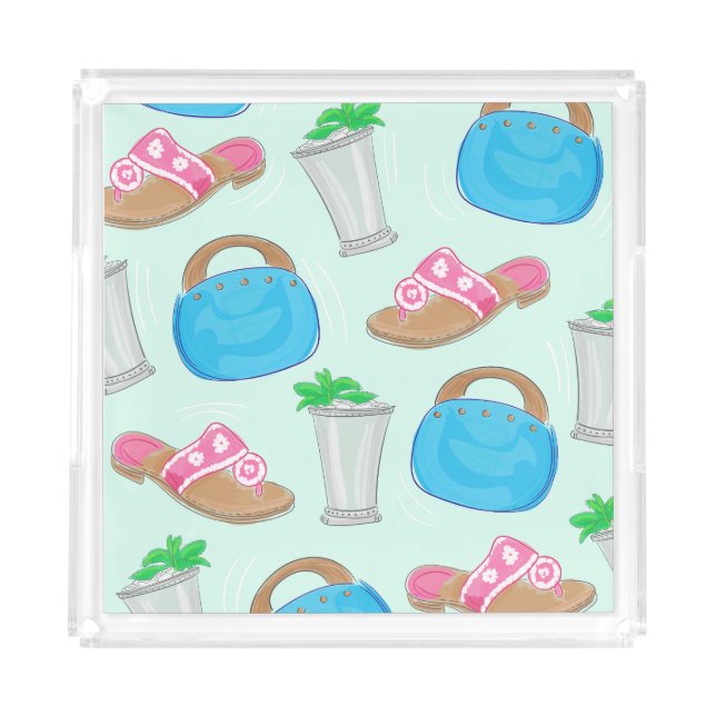 Derby Mint Julep Bermuda Bag Sandals Preppy Acrylic Tray (Front)