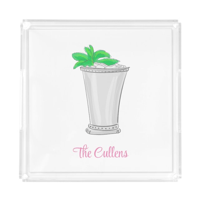 Derby Mint Julep Personalized Preppy Acrylic Tray (Front)