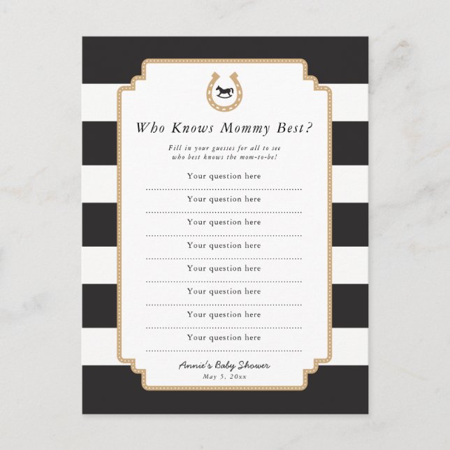 Derby Mommy Quiz Spring Baby Shower Game Card (Front)
