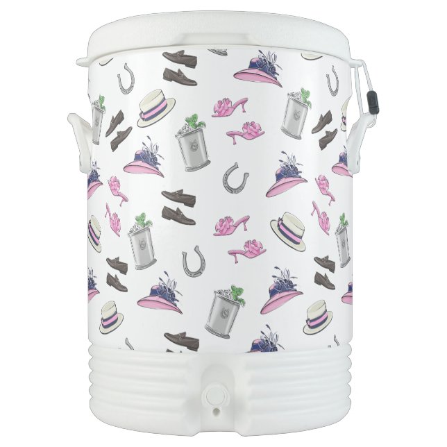 Derby Party Attire Mint Julep Horseshoe  Beverage Cooler (Front)