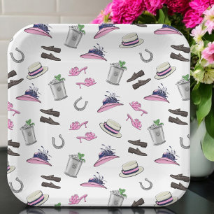 Derby Party Attire Mint Julep Horseshoe  Paper Plates