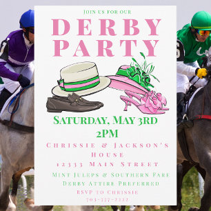 Derby Party Fancy Hats Shoes Fashion Preppy Invitation