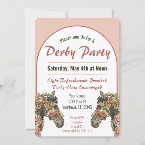 Derby Party Floral Race Horse Arch Invitation