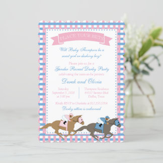 Derby Party Gender Reveal Baby Shower Invitation
