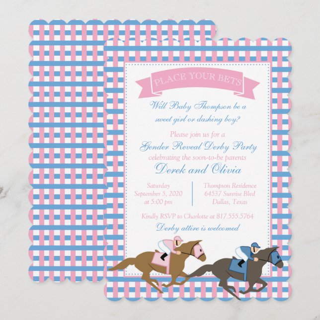 Derby Party Gender Reveal Baby Shower Invitation (Front/Back)