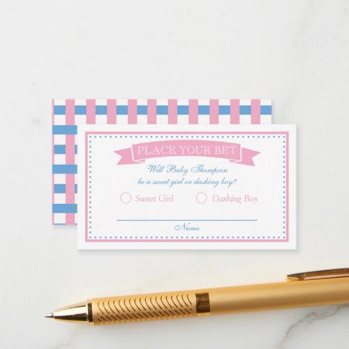 Derby Party Gender Reveal Bet Cards