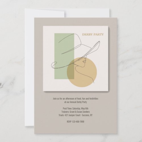 Derby Party Hand_drawn Woman Invitation