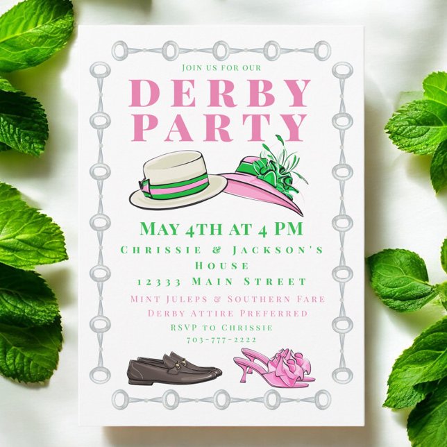 Derby Party Hat Shoes Fashion Preppy Invitation (Creator Uploaded)