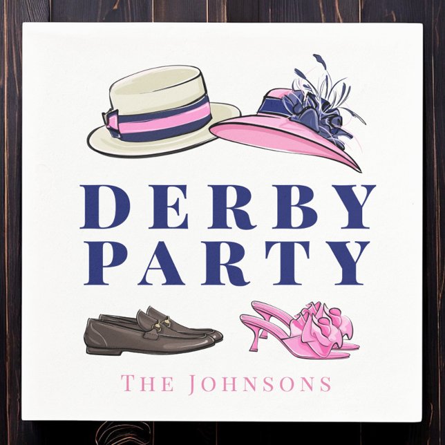 Derby Party Hats Shoes Fashion Preppy Navy Napkins (Creator Uploaded)