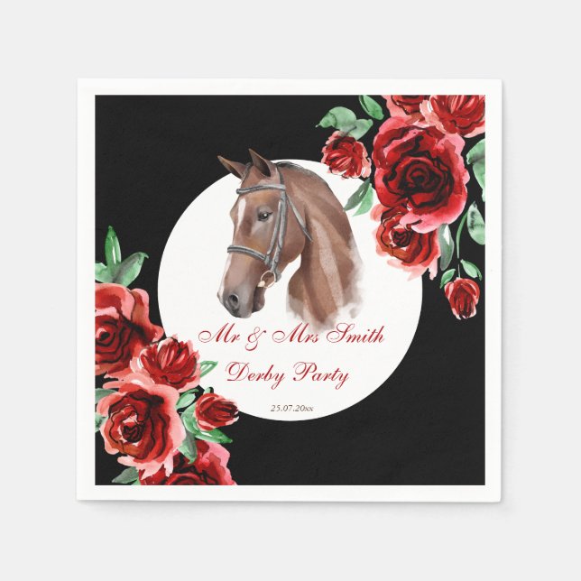 Derby party horse equestrian party personalized napkins (Front)