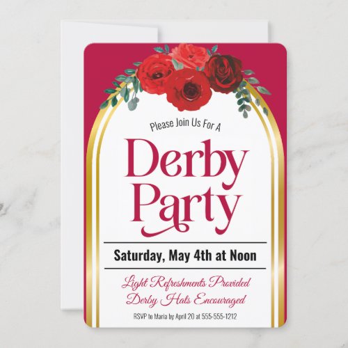 Derby Party Horse Race Red Roses Arch Invitation
