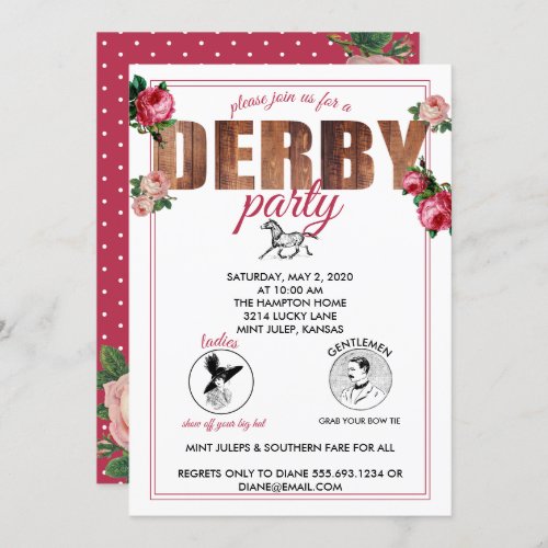 Derby Party Horse Racing Roses Invitation