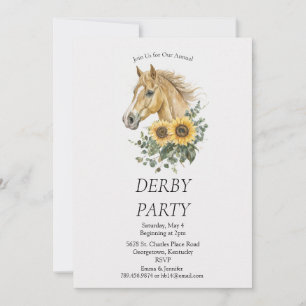  Derby Party Invitation – Horse Head Floral Sunflo
