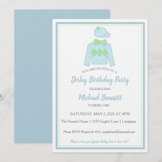 Derby Party Invitation w\ Watercolor Jockey Silks
