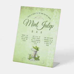 Derby Party Mint Julep Bar Cart Recipe Menu Pedestal Sign