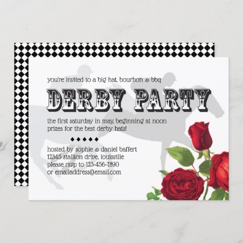 Derby Party Racehorse and Roses 2 Invitation