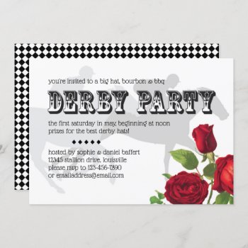 Derby Party Racehorse And Roses 2 Invitation by Charmalot at Zazzle