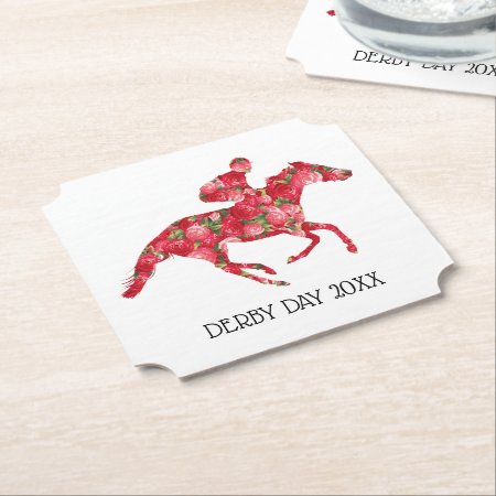 Derby Party Racehorse And Roses Paper Coaster