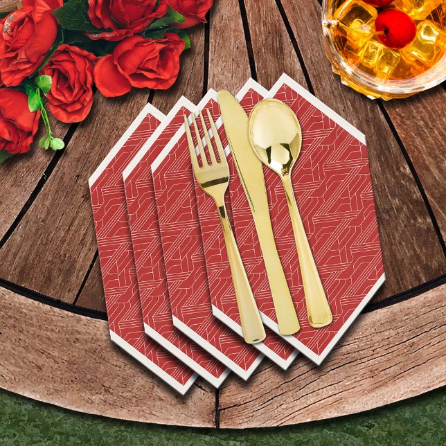 Derby Party Red and Ivory Napkins (We show the napkins folded to add to your table. (Silverware not sold.))
