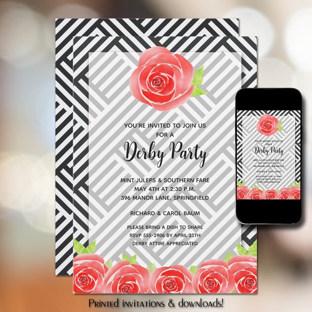 Derby Party Red Roses Invitation (Creator Uploaded)