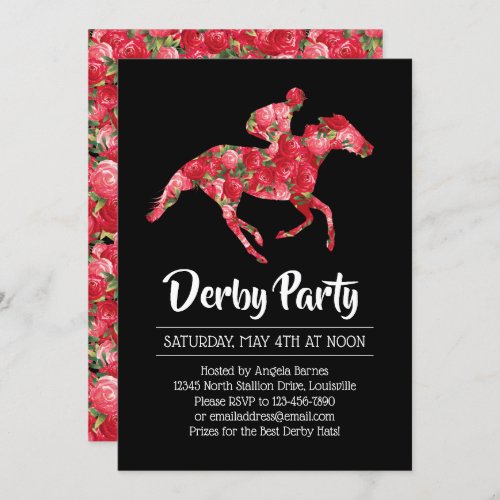 Derby Party Red Roses Racehorse 2 Invitation