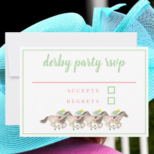 Derby Party Watercolor Horse Racing RSVP Card