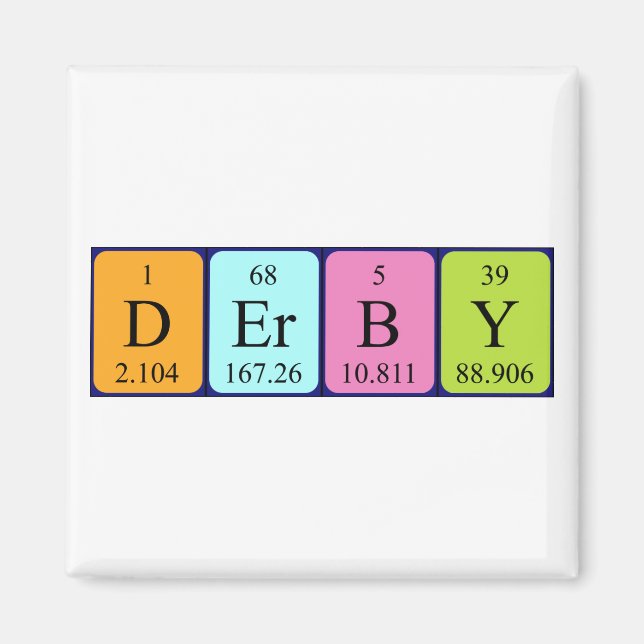 Derby periodic table name magnet (Front)
