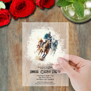 Derby Racehorses and Jockeys Party Acrylic Invitations