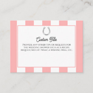 Derby Shower Cabana Stripes Horseshoe Custom Enclosure Card