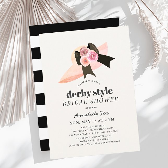 Derby Style Big Hat Rose Bridal Shower Invitation (Creator Uploaded)