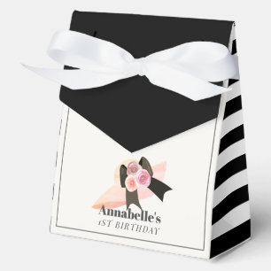 Derby Style Big Pink Hat Rose 1st Birthday  Favor Boxes
