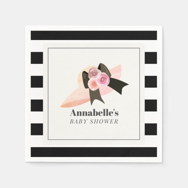 Derby Style Big Pink Hat Rose Baby Shower Napkins (Front)