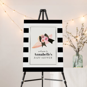 Derby Style Big Pink Hat Rose Baby Shower Welcome Foam Board