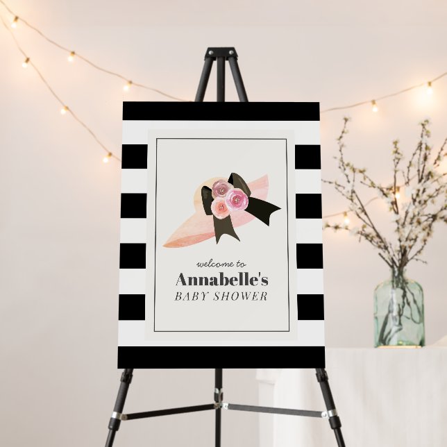 Derby Style Big Pink Hat Rose Baby Shower Welcome Foam Board (In Situ (Stand))