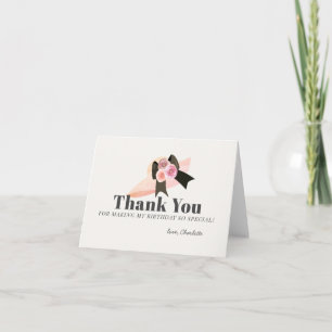 Derby Style Big Pink Hat Rose Birthday Thank You Card