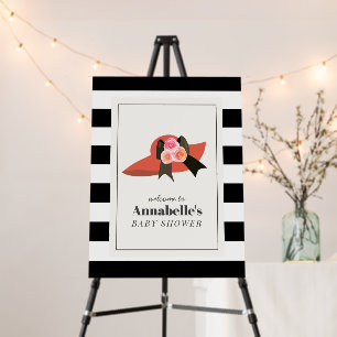 Derby Style Big Red Hat Rose Baby Shower Welcome Foam Board