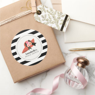 Derby Style Big Red Hat Rose Bridal Shower Classic Round Sticker