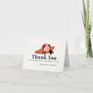 Derby Style Big Red Hat Rose Bridal Shower Thank You Card