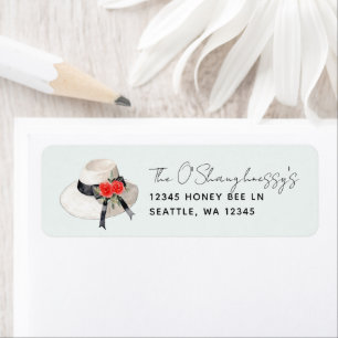 Derby Style Hat Roses Bridal Shower Label