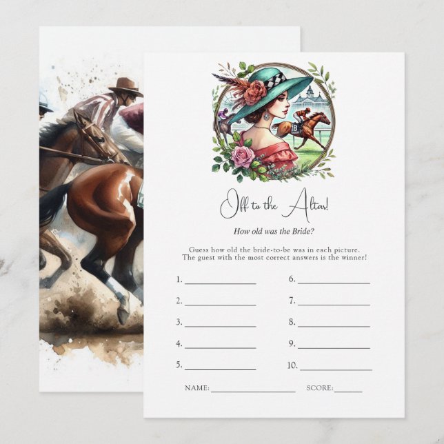 Derby Theme Off to the Altar Bridal Shower Game Invitation (Front/Back)