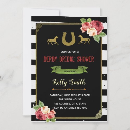 Derby theme party bridal shower invitation